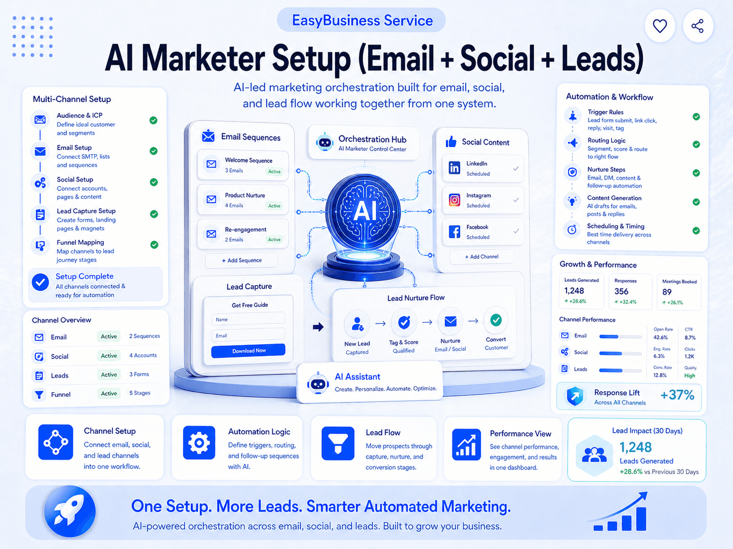 AI Marketer Setup (Email + Social + Leads)